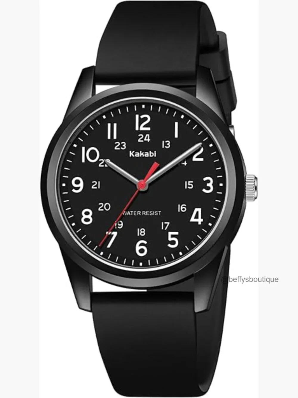 Military 24 Hour Easy Read Analog Quartz Wristwatch Silicone Strap 30M